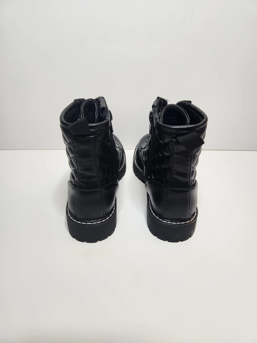 Girls Steve Madden Quilted Black Combat Boots